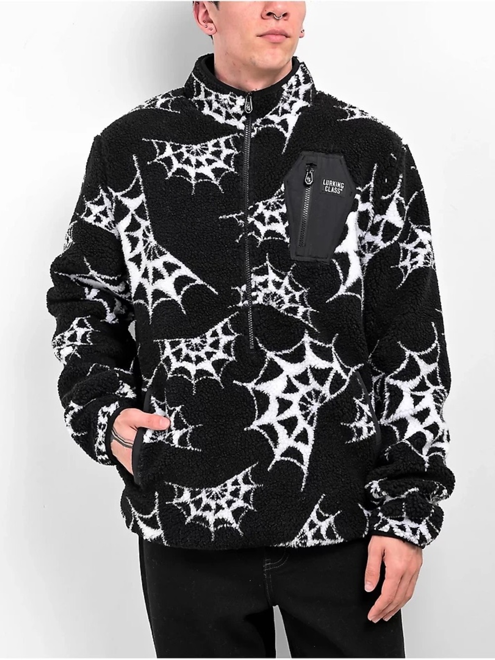Lurking Class | Spider Web Black Fleece Zip Hoodie